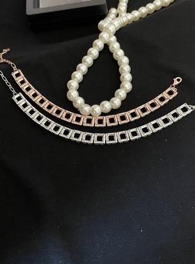 手链925银镀白金玫瑰金镶嵌裸石