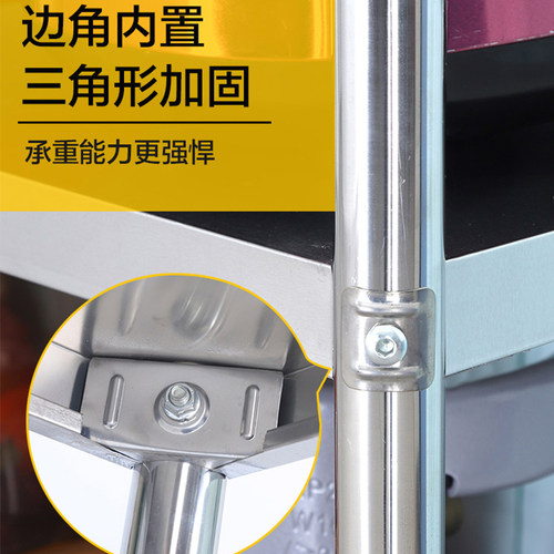 家用厨房置物架不锈钢双层微波炉架2层烤箱架落地收纳煤气罐架子 - 图1