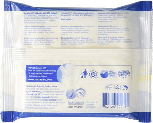 Natracare Organic Intimate Cotton Wipe - 12 Pack 144 Wipes - 图0