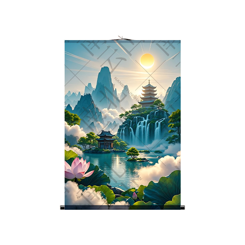 东北仙家堂单背景仙境山水画招财壁画挂图堂口风景图供奉卷轴画新,淘宝优惠券,粉丝福利购,淘宝优惠卷