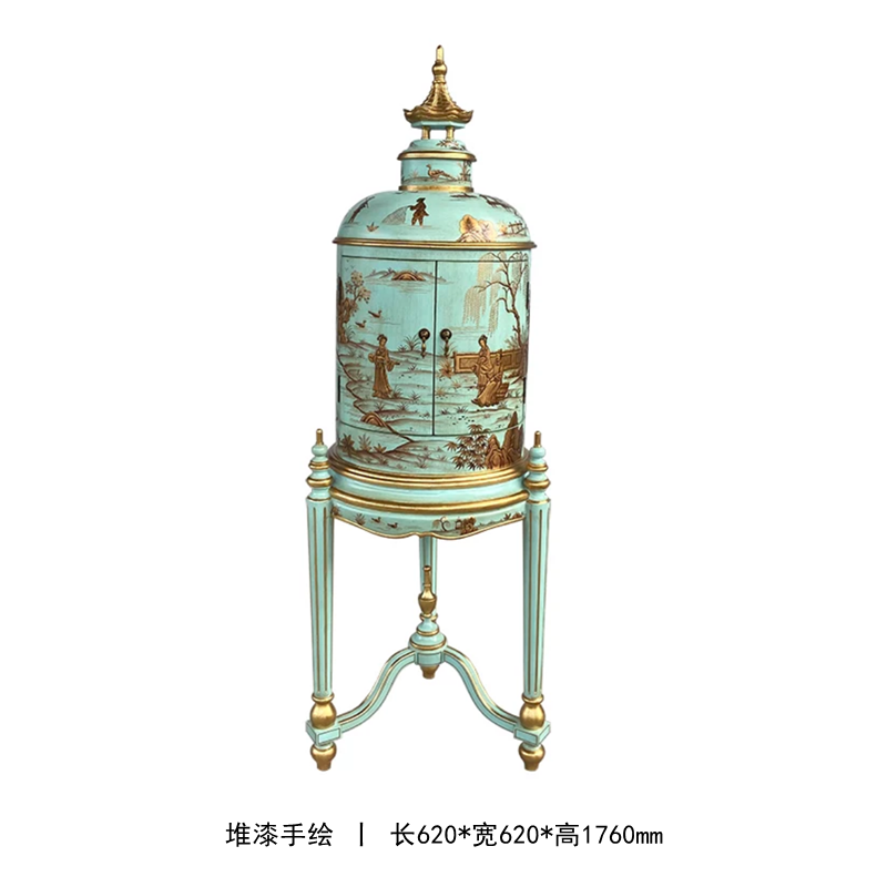 法式别墅古典餐厅客厅墙角装饰柜美式艺术手绘拐角柜圆形古董柜,淘宝优惠券,粉丝福利购,淘宝优惠卷