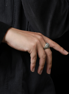 霸气白铜貔貅戒指铜钱开口可调节