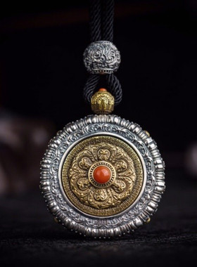 高档和田玉本命佛黄财神纯银吊坠