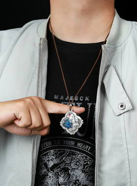 高档黄鹤楼纯银吊坠珐琅彩牡丹花