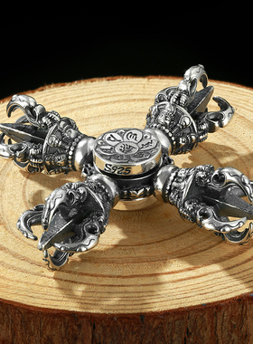 镂心纯银金刚杵指尖陀螺挂件