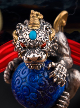 高档貔貅转动松石南红青金珠