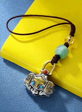 男女款925纯银饕餮纹铃铛挂件