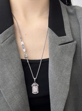 祥云金刚杵貔貅龙骨纯银项链