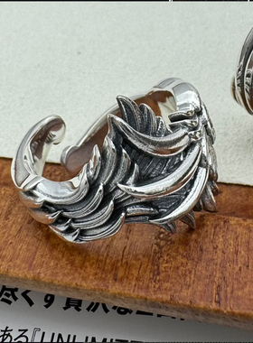 925纯银翅膀复古天使之翼戒指