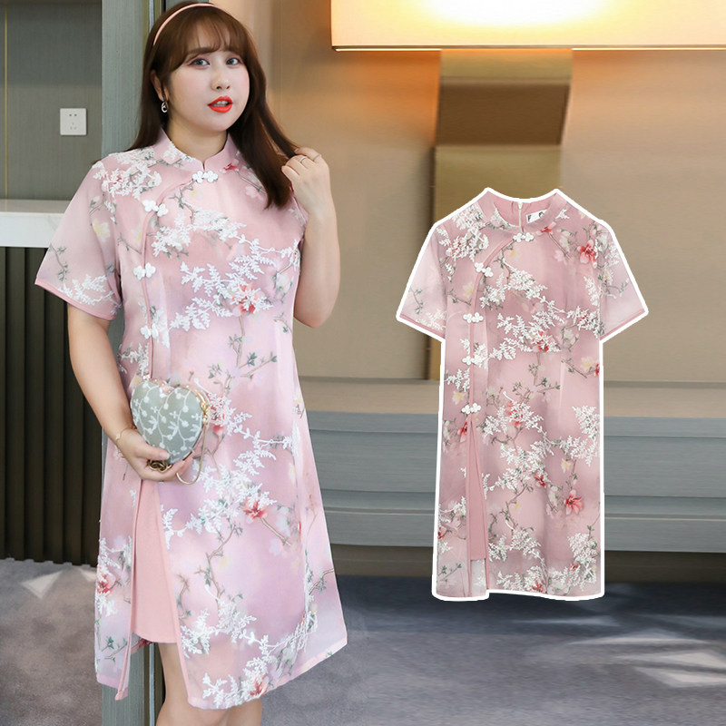 女孩夏季新品加大加肥民族风连衣裙 胖女孩服饰连衣裙