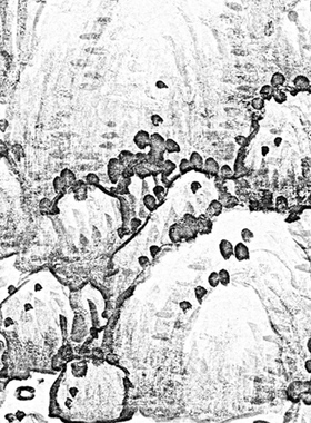山水画清龚贤水墨白描底稿线描