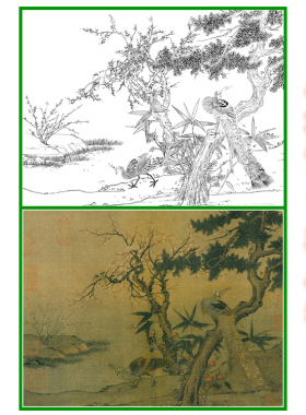 宋人小品宋代工笔画白描底稿