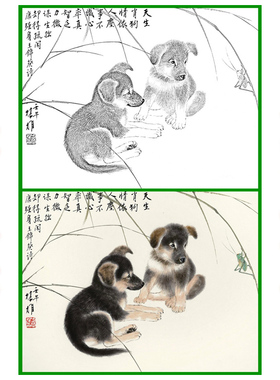 方楚雄写意花鸟动物白描底稿画稿