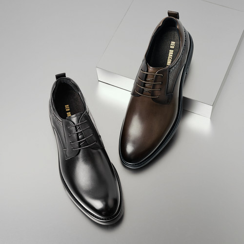 红蜻蜓男鞋2025秋季新款真皮男士商务正装皮鞋高端英伦结婚新郎鞋 - 图1