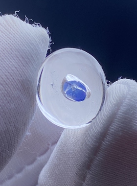 天然水晶包裹体蓝色矿石吊坠裸石蛋面DIY蓝矿石饰品可做戒指奇石