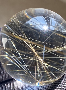 天然水晶发晶花吊坠圆珠DIY发晶单珠饰品项链22mm一物一图