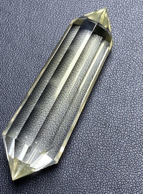 天然黄水晶蓝针双尖多棱柱灵摆吊坠 一物一图