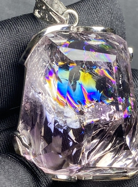 天然紫水晶彩虹随形吊坠女款紫晶项链饰品挂坠项链一物一图