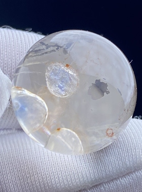 天然水晶包裹体蓝矿石吊坠圆珠DIY水晶矿石单珠饰品项链16.5mm