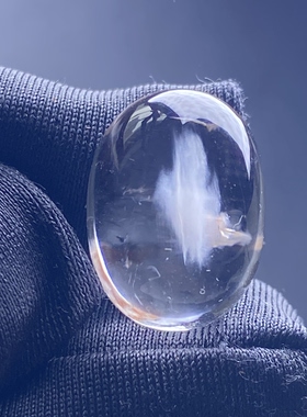 天然水晶包裹体白兔毛吊坠裸石蛋面DIY兔毛饰品可做戒指一物一图
