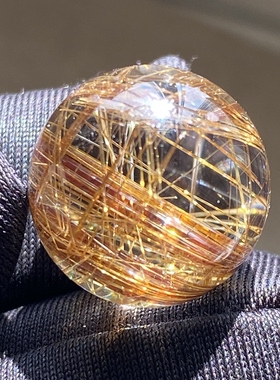 天然水晶包裹体金红石吊坠圆珠DIY水晶单珠饰品项链 一物一图