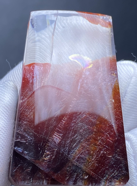 天然水晶包裹体七彩红胶花吊坠男女款胶花项坠饰品毛衣链一物一图