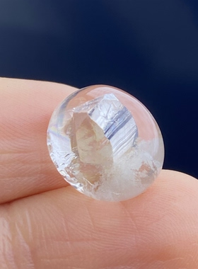天然水晶包裹体晶中晶吊坠裸石蛋面DIY水晶饰品可做戒指一物一图