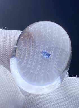 天然水晶包裹体蓝矿吊坠裸石DIY水晶矿石饰品项链 一物一图