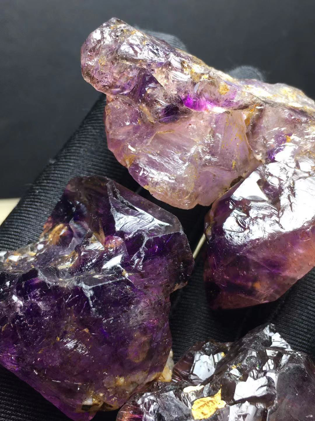 天然水晶紫晶发摆件 原矿紫发超七水晶把玩 是物美 一物一图