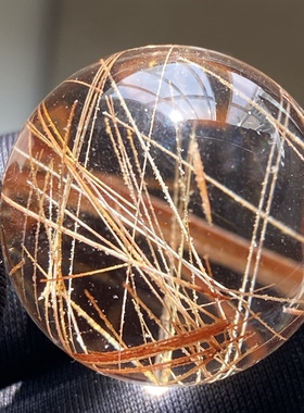 天然水晶发晶吊坠圆珠DIY水晶单珠饰品项链23.5mm一物一图