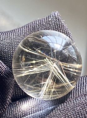 天然水晶发晶吊坠圆珠DIY水晶单珠饰品项链14mm 一物一图
