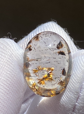 天然水晶包裹体铁矿花吊坠蛋面DIY水晶饰品可做戒指一物一图