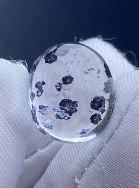 天然水晶包裹体云母矿花吊坠裸石蛋面DIY水晶饰品项链可做戒指