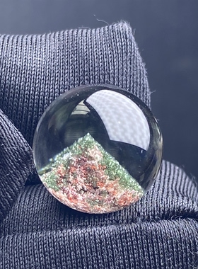 天然水晶绿幽灵银山金字塔吊坠圆珠DIY幽灵单珠饰品项链13mm