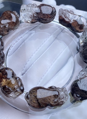 天然水晶幽灵貔貅吊坠裸石可做手串一组8颗 一物一图