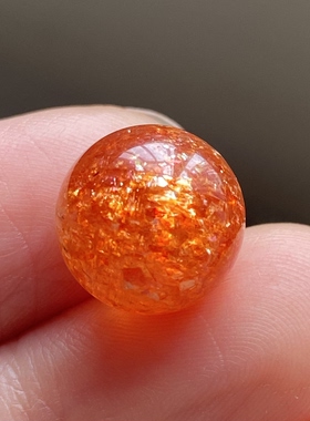 天然水晶太阳石吊坠圆珠DIY水晶单珠饰品项链11.5mm一物一图