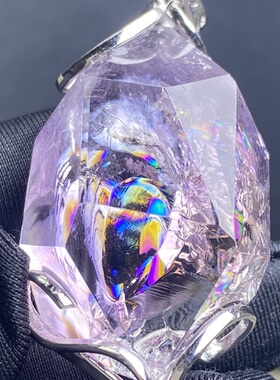 天然紫水晶彩虹吊坠男女款紫晶饰品项链挂坠 一物一图