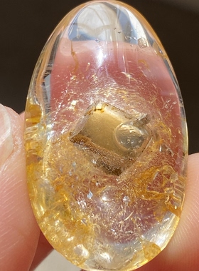 天然水晶黄胶花全包方解石流沙水胆吊坠水晶饰品裸石项链一物一图