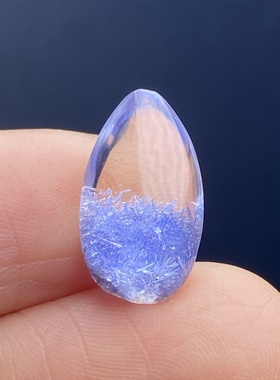 天然水晶蓝发晶吊坠裸石DIY蓝线石饰品项链配饰 一物一图