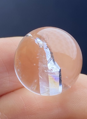 天然水晶包裹体七彩晶中晶吊坠圆珠DIY水晶单珠饰品项链15mm