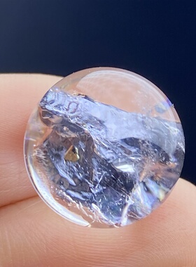 天然水晶包裹体矿石吊坠圆珠DIY水晶单珠饰品项链挂坠15.5mm