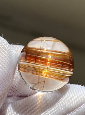 天然水晶钛晶吊坠圆珠DIY金红石单珠饰品项链12mm一物一图