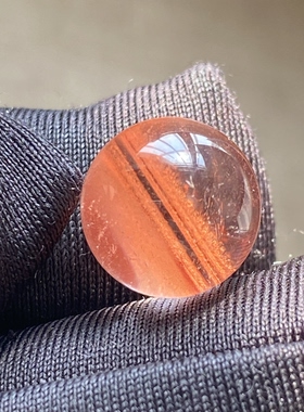 天然水晶橘红幽灵吊坠圆珠DIY幽灵单珠饰品项链11mm 一物一图