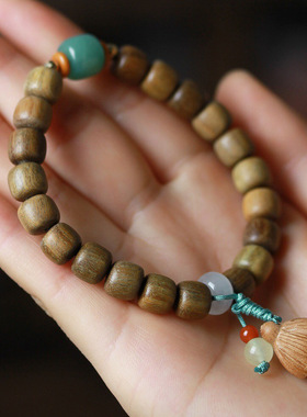 绿檀木手串女小珠子老形珠DIY清凨莲云款装饰手链念珠1.0mm文玩