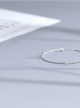 一心一意情侣手链男女一对爱心镶钻小众简约素链手环纪念生日礼物