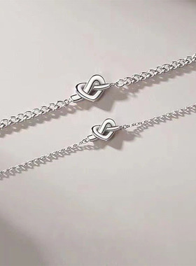 同心结情侣手链一对ins小众爱心手环简约手饰生日纪念礼物送男友