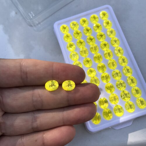 合成霓虹感金丝雀黄色钇铝榴石YAG裸石可DIY定制戒指吊坠 - 图2