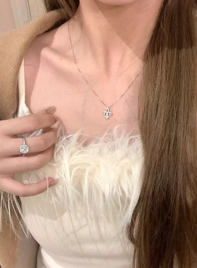 soyes/索野 坠链均925银合成锆石 人间富贵花鸢尾花吊坠项链轻奢