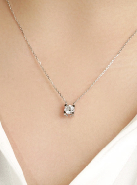 soyes/索野 坠链均925银 超闪牛头经典2克拉方糖单钻