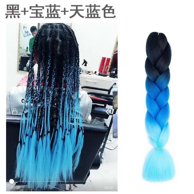 渐变非洲脏辫假发大辫子三色四色雷鬼化纤braids hair extension-图0